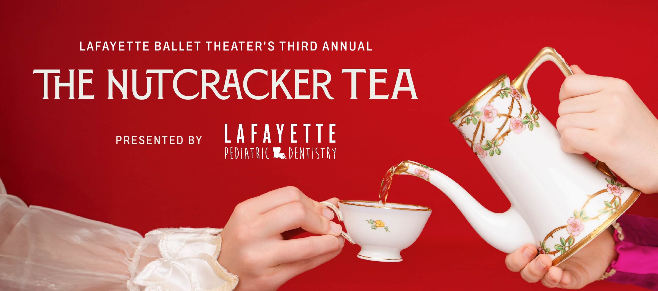 Small hands pouring from teapot into teacup